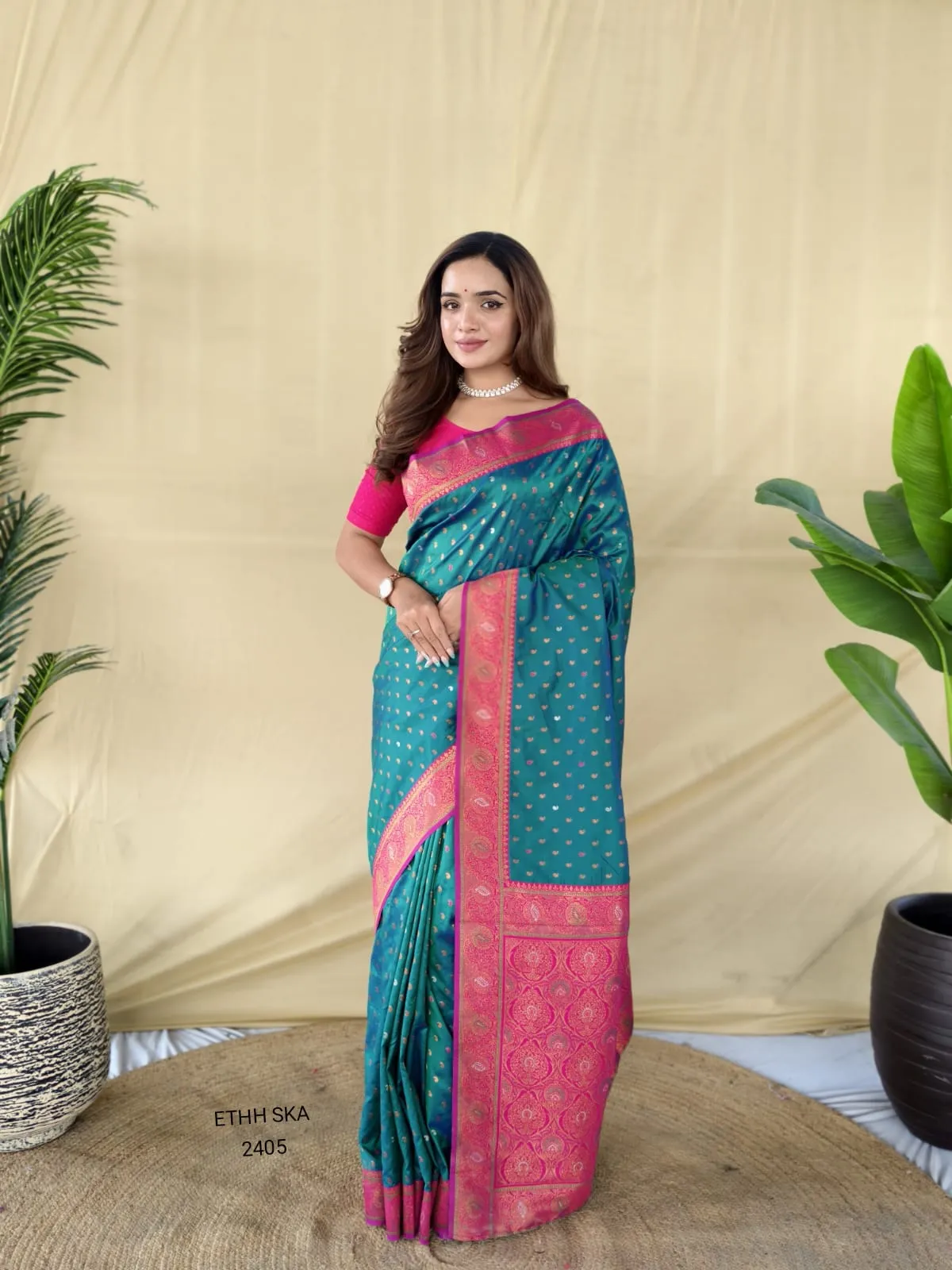 Traditional Banarasi Soft Silk Saree with Contrast Zari Weaving